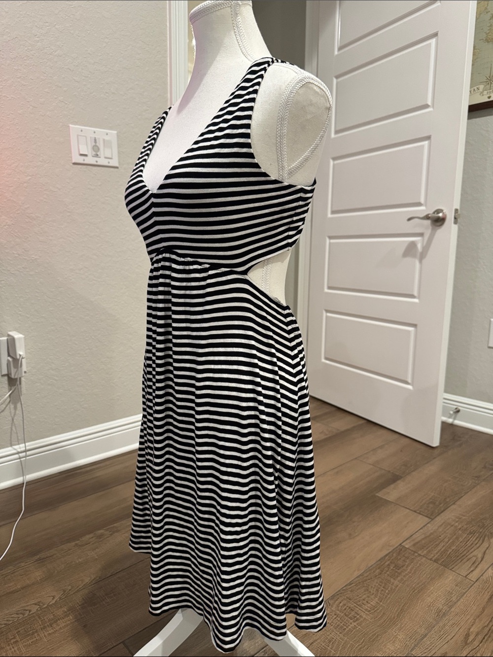 LOFT Black & White Striped beach coverup dress